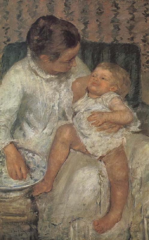 Mary Cassatt Mothe helping children a bath